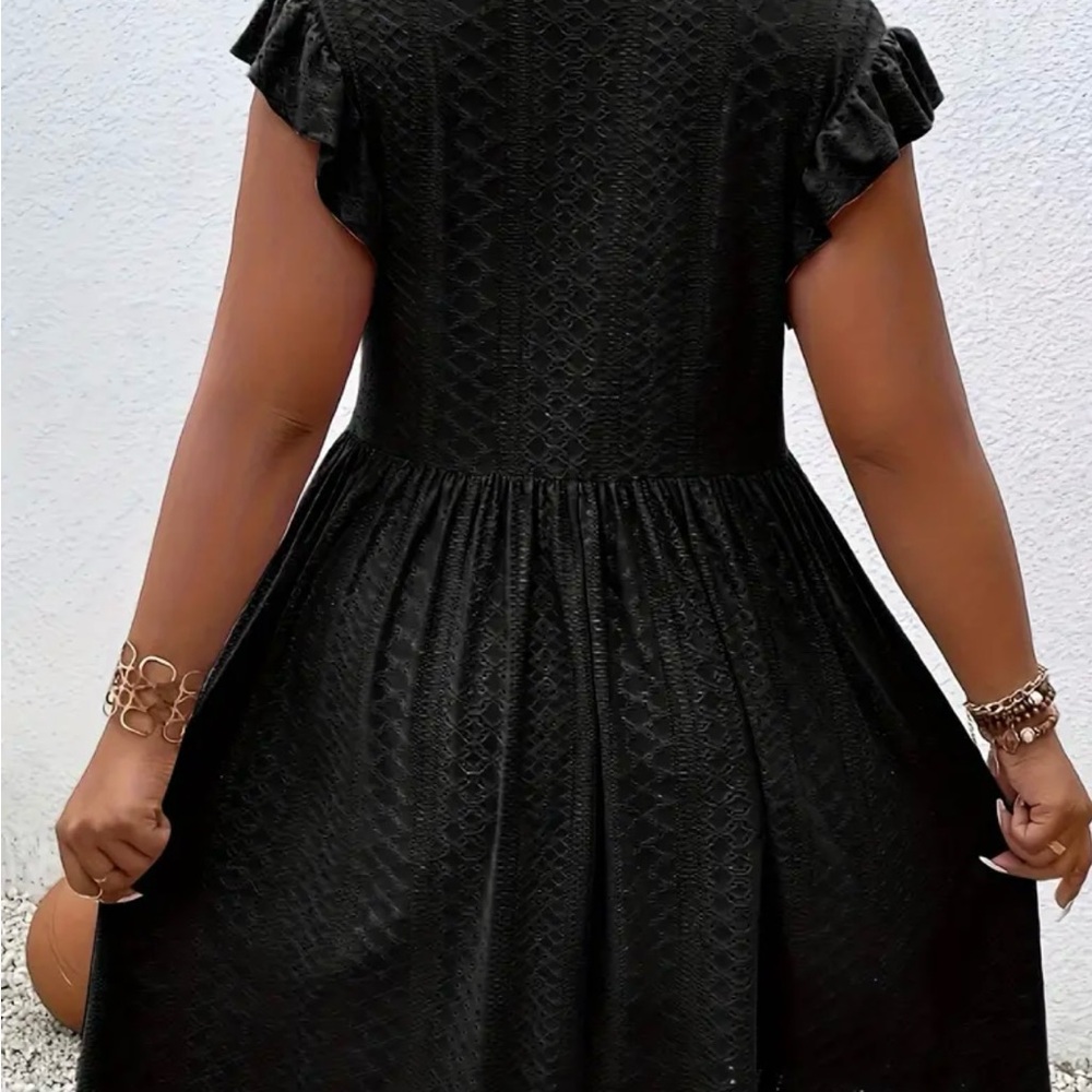 Flared V-Neck Jacquard Dress